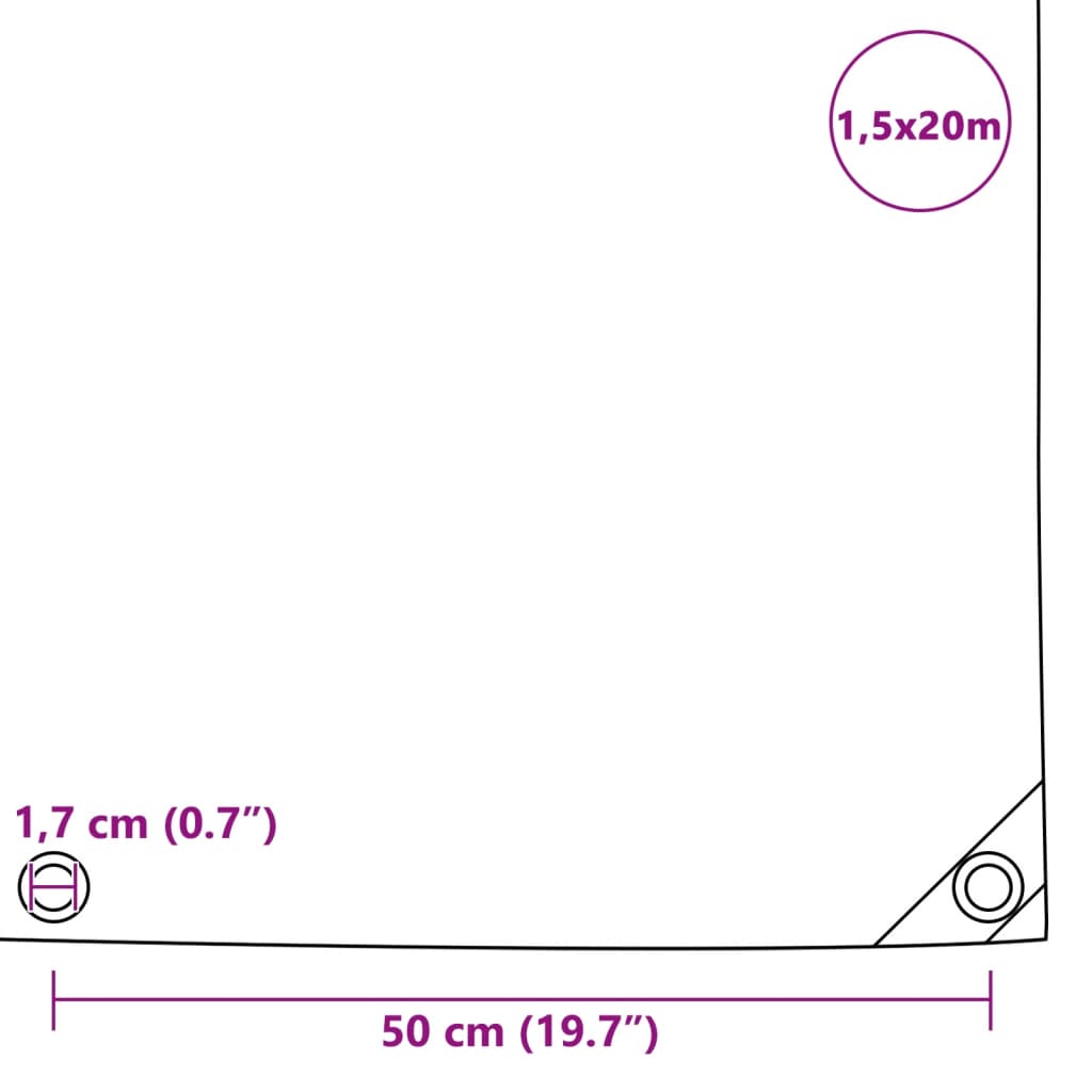 Tarpaulins Green 1.5 x 20 m Canvas with PVC Coating