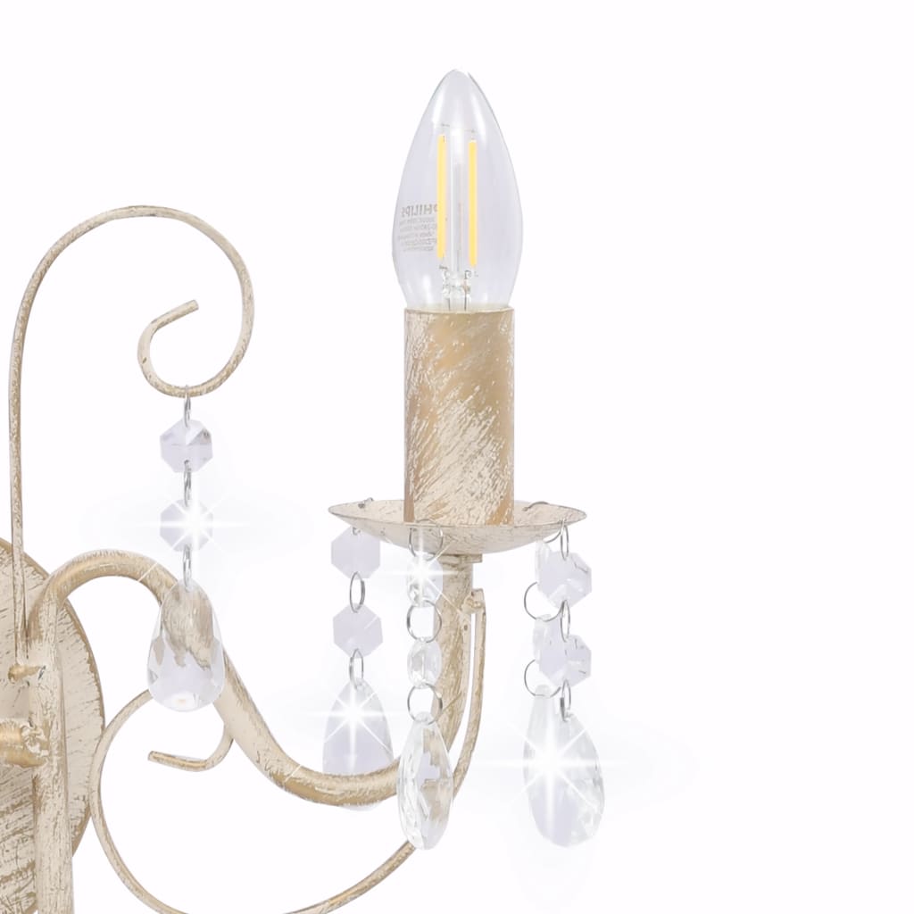 Wall Lamp with Beads Antique White 2 x E14 Bulbs