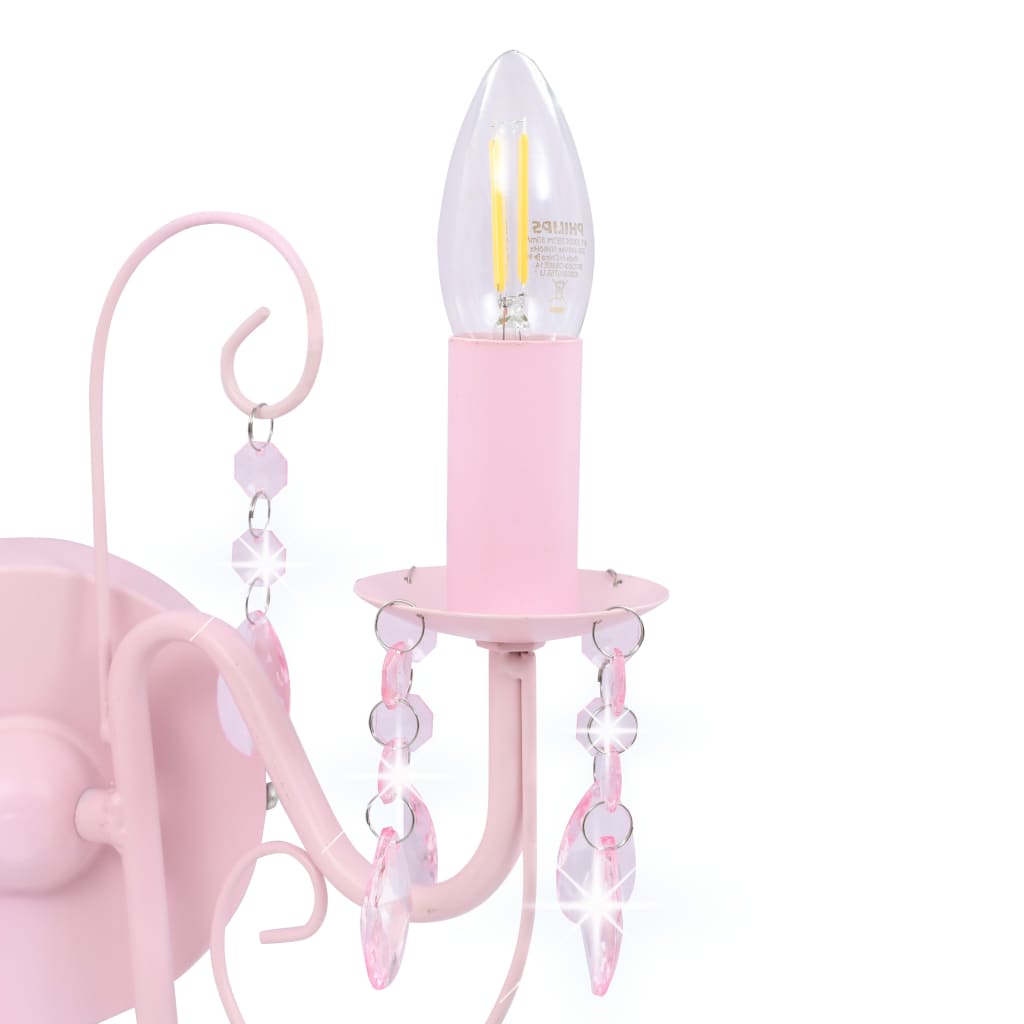 Wall Lamp with Beads Pink 2 x E14 Bulbs