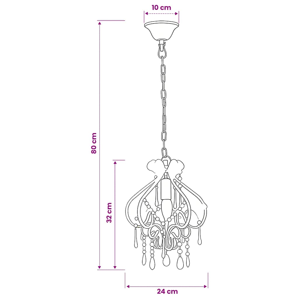 Ceiling Light | Pink | Metal, Acrylic | 24 cm x 32 cm | Chandelier