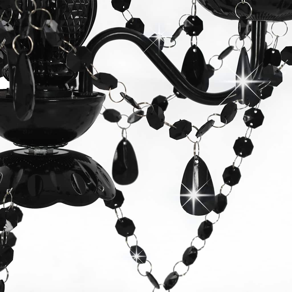 Chandelier with Beads Black Round 3 x E14