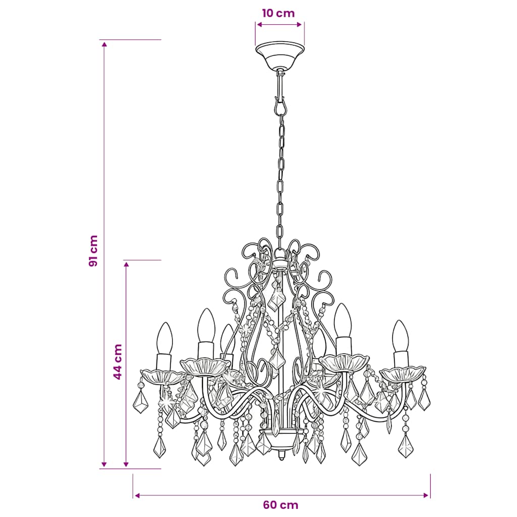 Chandelier | Golden, transparent | Metal, Acrylic | Medium