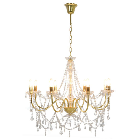Chandelier | Golden, Transparent | Metal, Acrylic | Large