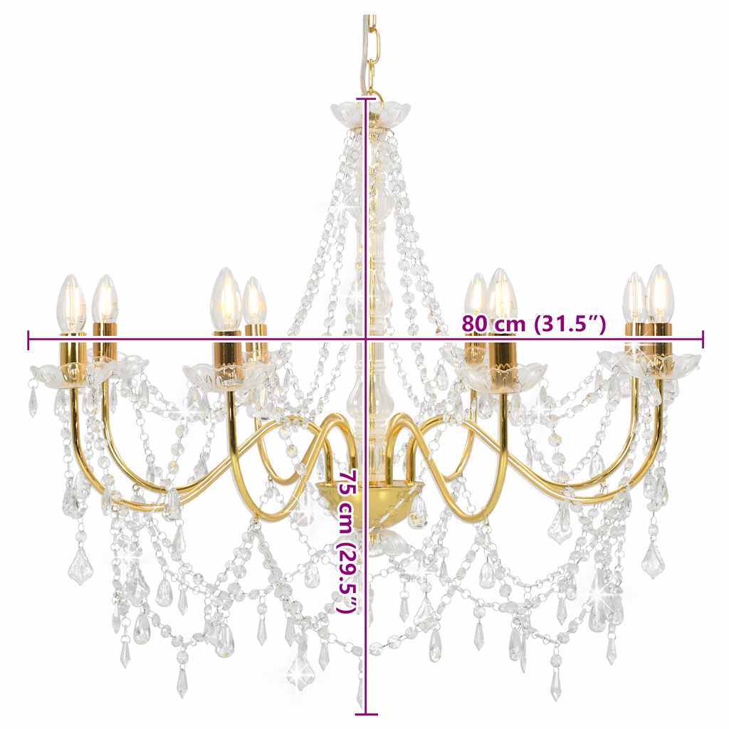 Chandelier | Golden, Transparent | Metal, Acrylic | Large