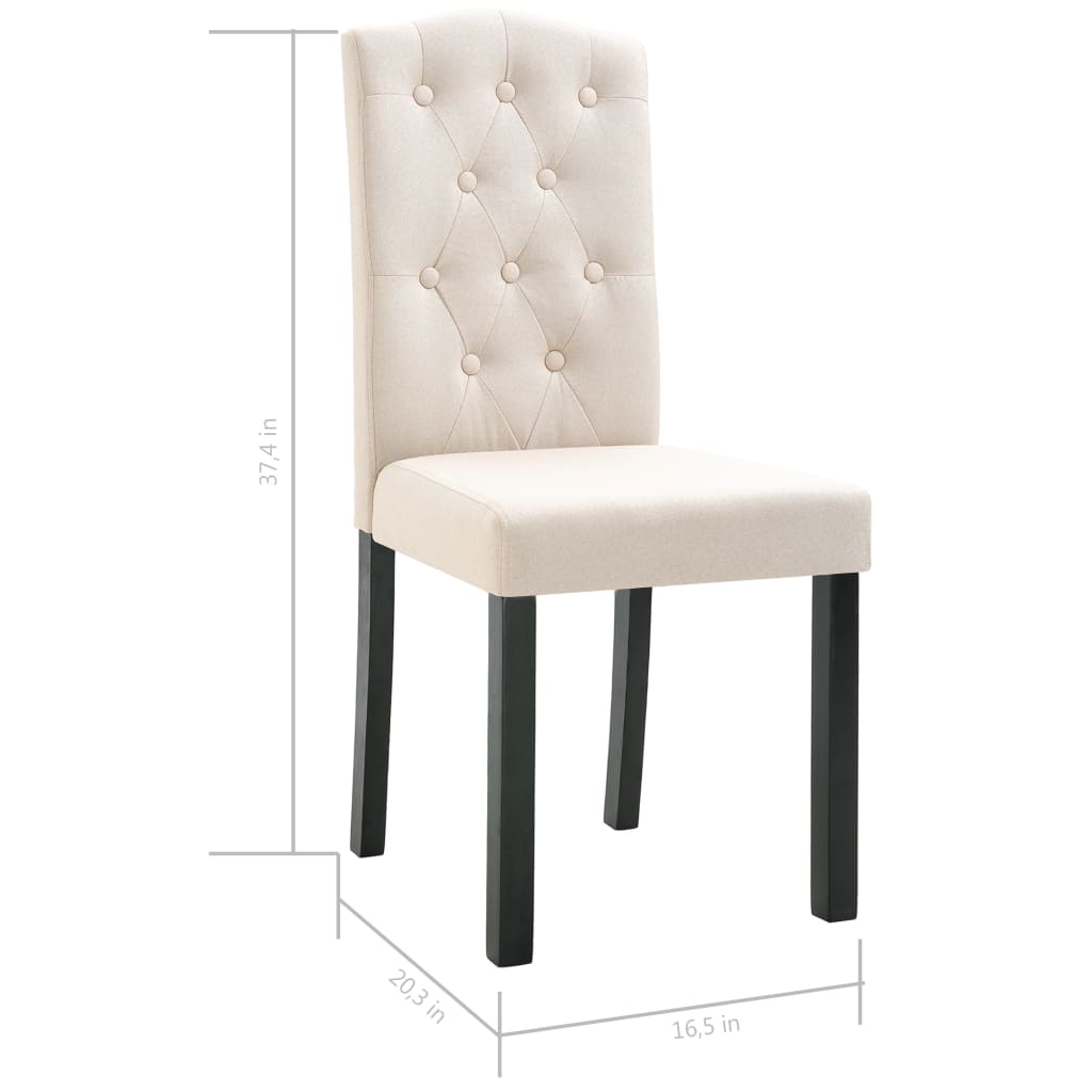 Dining Chairs 2 pcs Cream Fabric