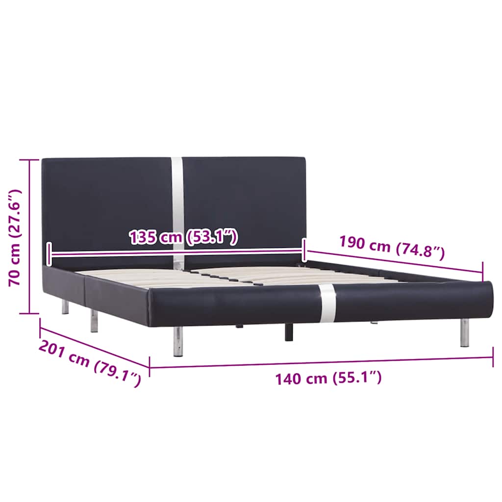 Bed Frame | Black | Powder-coated iron | Double | Durable | Bed Frame