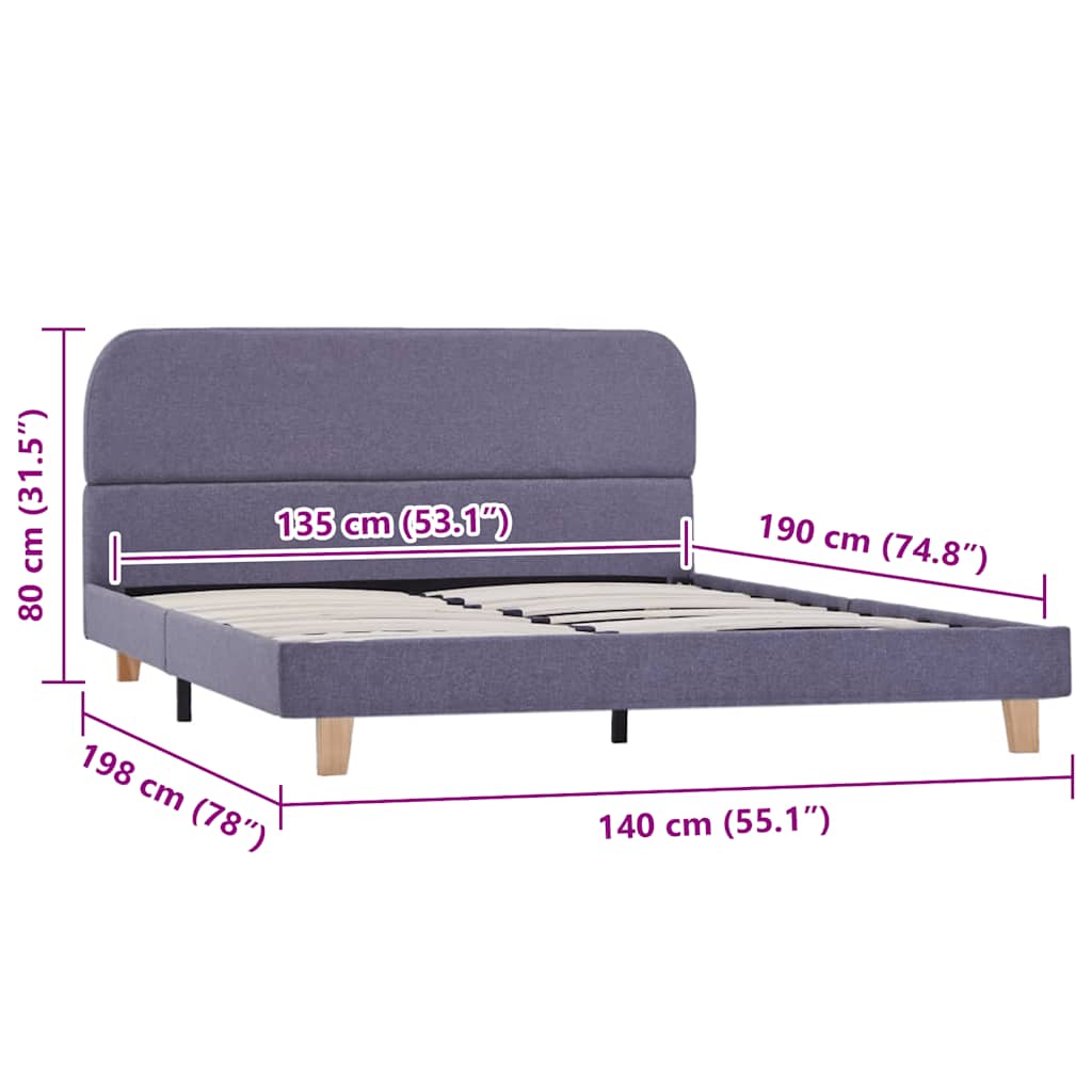 Bed Frame without Mattress Light Grey Fabric 135x190 cm Double