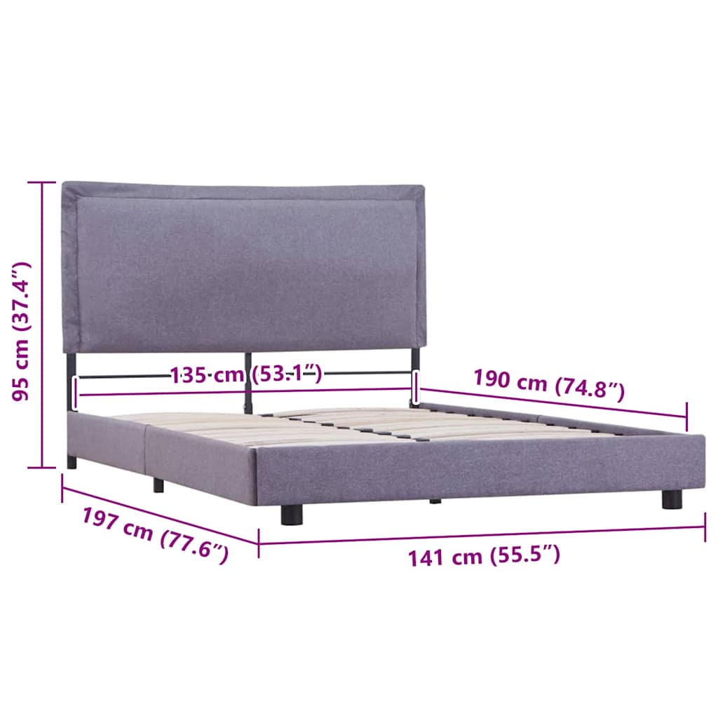 Bed Frame | Light grey | Powder-coated iron, MDF, polyester, solid wood