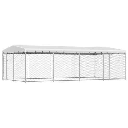 Dog Kennel | Silver | Galvanised Steel | Large | Dog Kennel | Rectangular