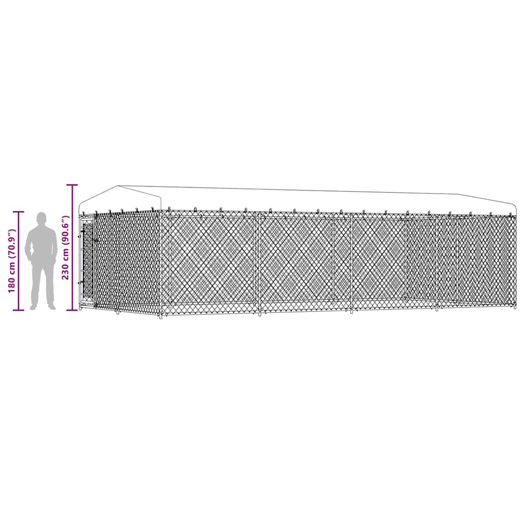 Dog Kennel | Silver | Galvanised Steel | Large | Dog Kennel | Rectangular