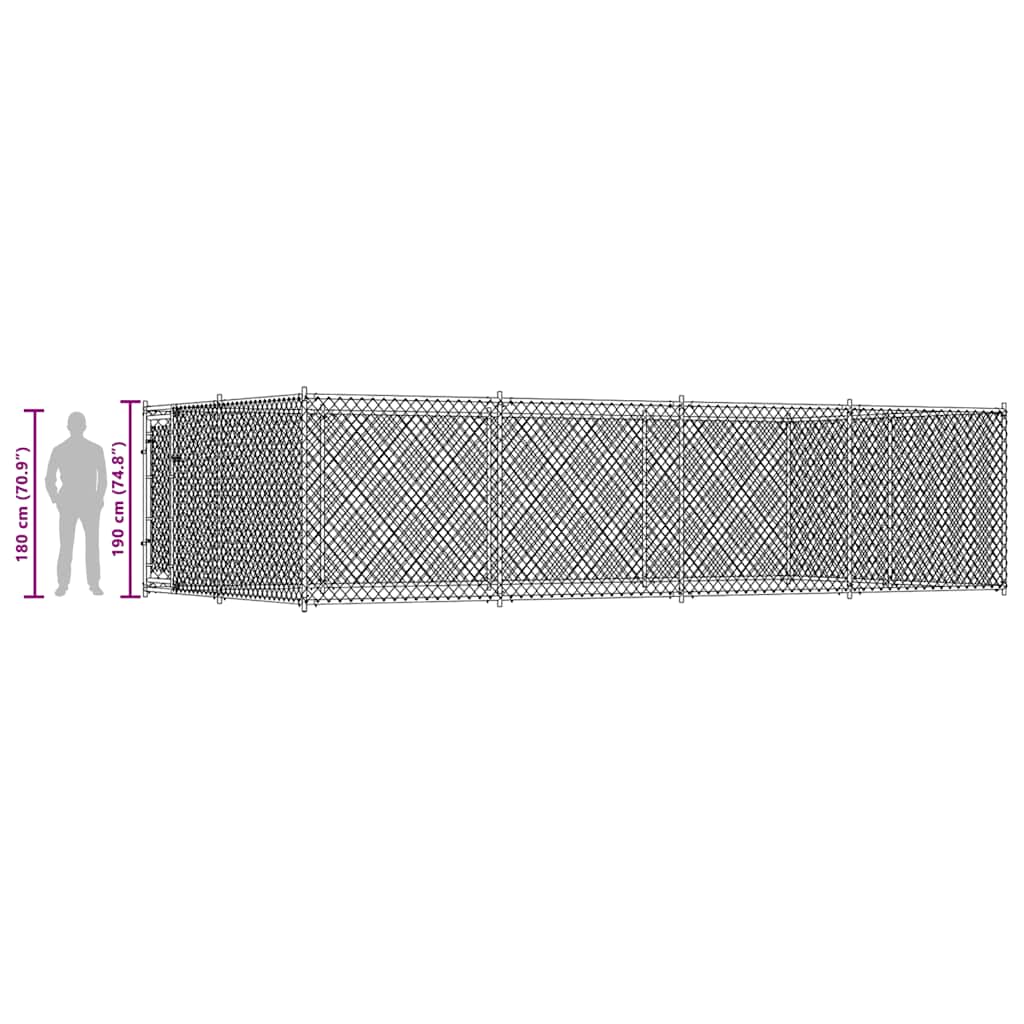Dog Kennel Silver Galvanized Steel Large Dog Kennel Rectangular