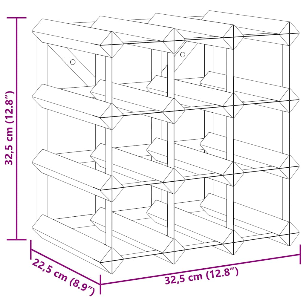 Wine Rack for 12 Bottles Solid Pinewood
