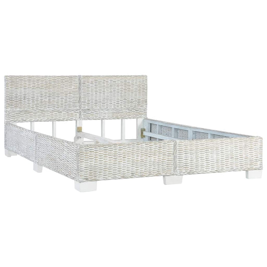 Bed Frame without Mattress Grey Natural Rattan 140x200 cm