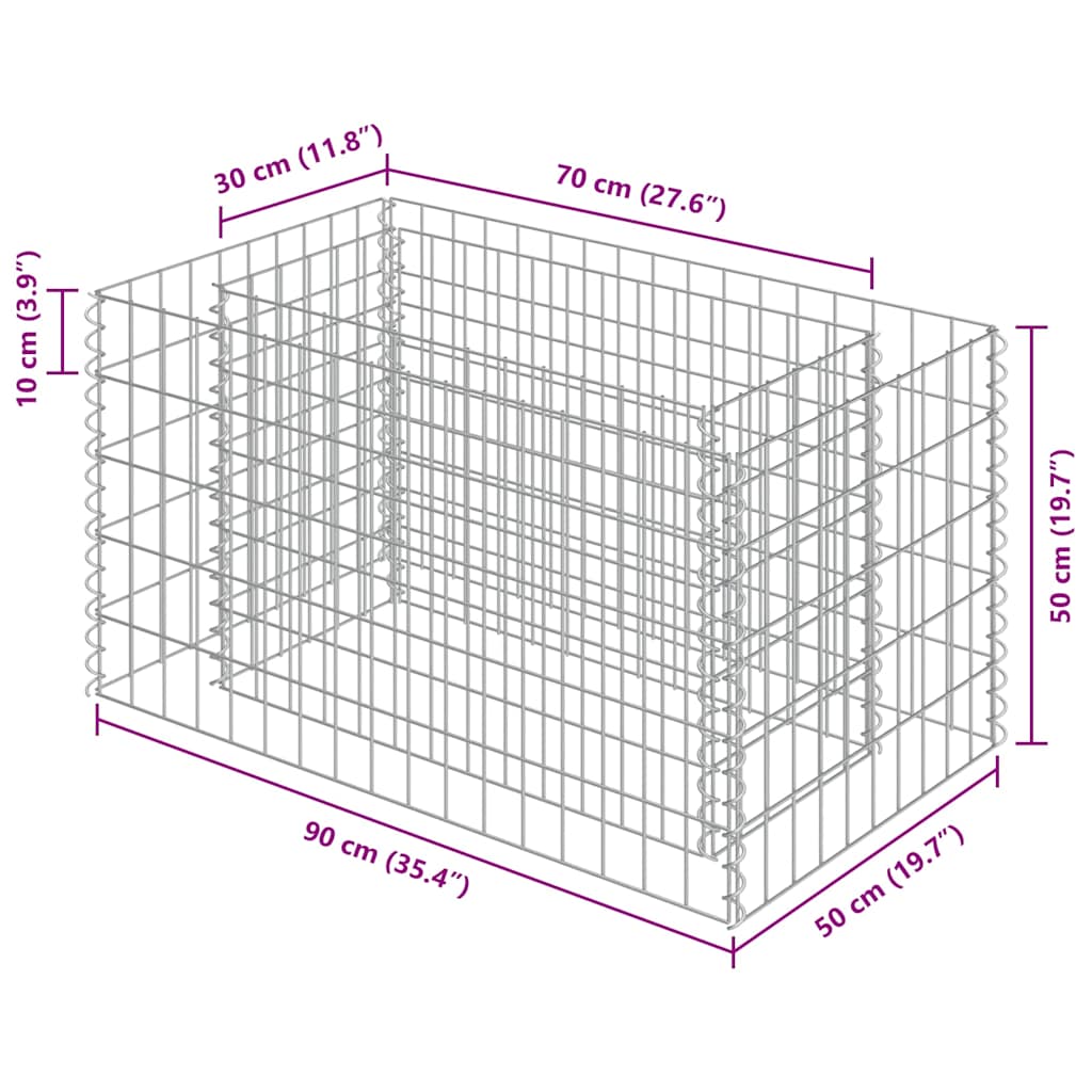 Gabion Raised Bed | Silver | Galvanised Steel | Medium | Durable