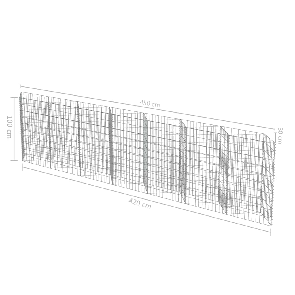 Gabion Wall Galvanized Steel 177.2"x11.8"x39.4