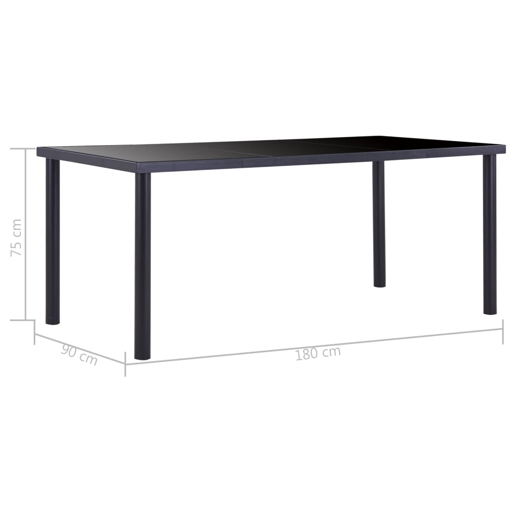 281855 vidaXL Dining Table Black 180x90x75 cm Tempered Glass