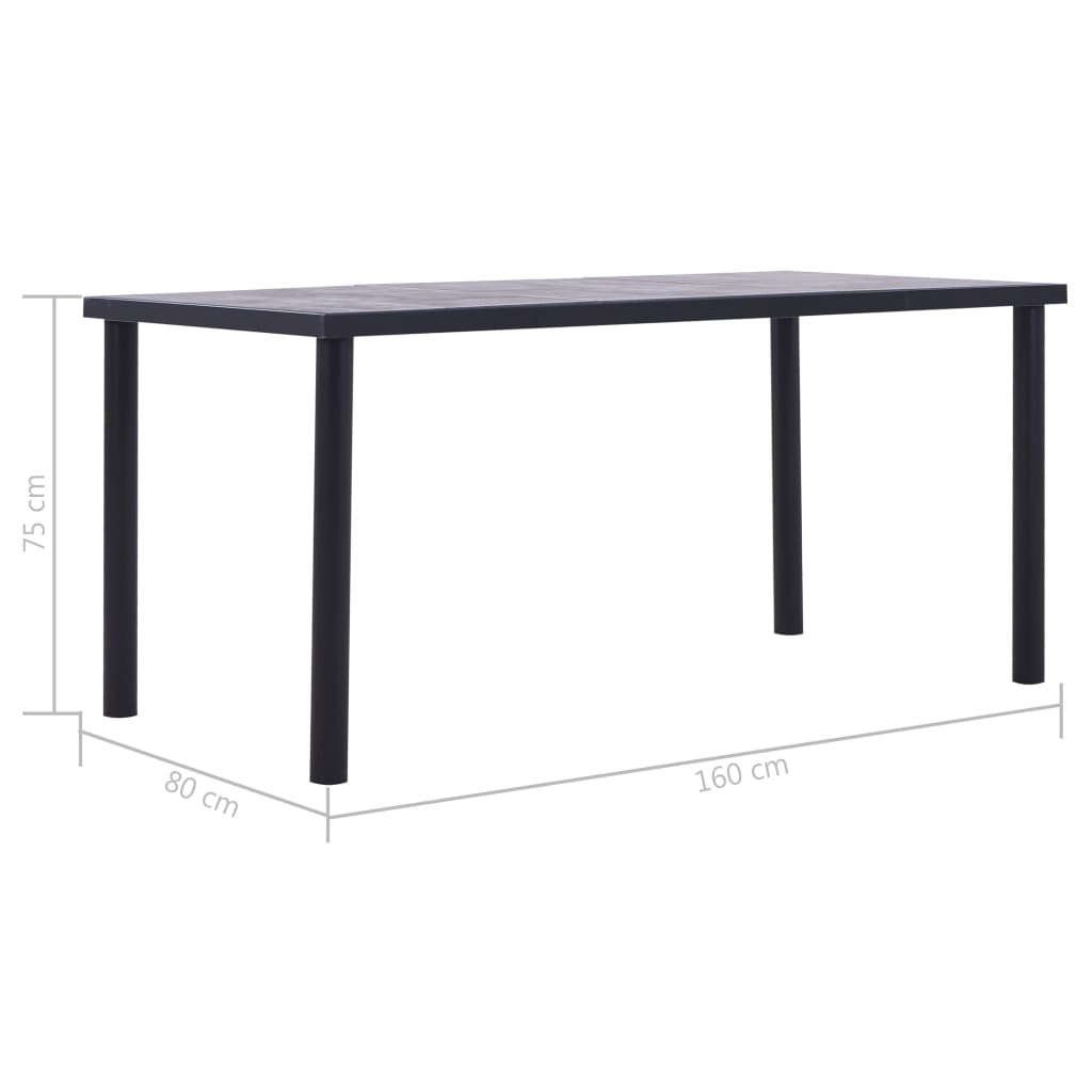 Dining Table | Black and concrete grey | MDF and metal | 160x80 cm