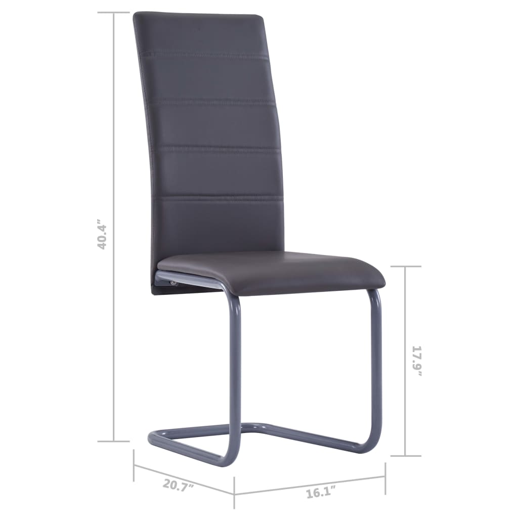 Cantilever Dining Chairs 4 pcs Gray Faux Leather