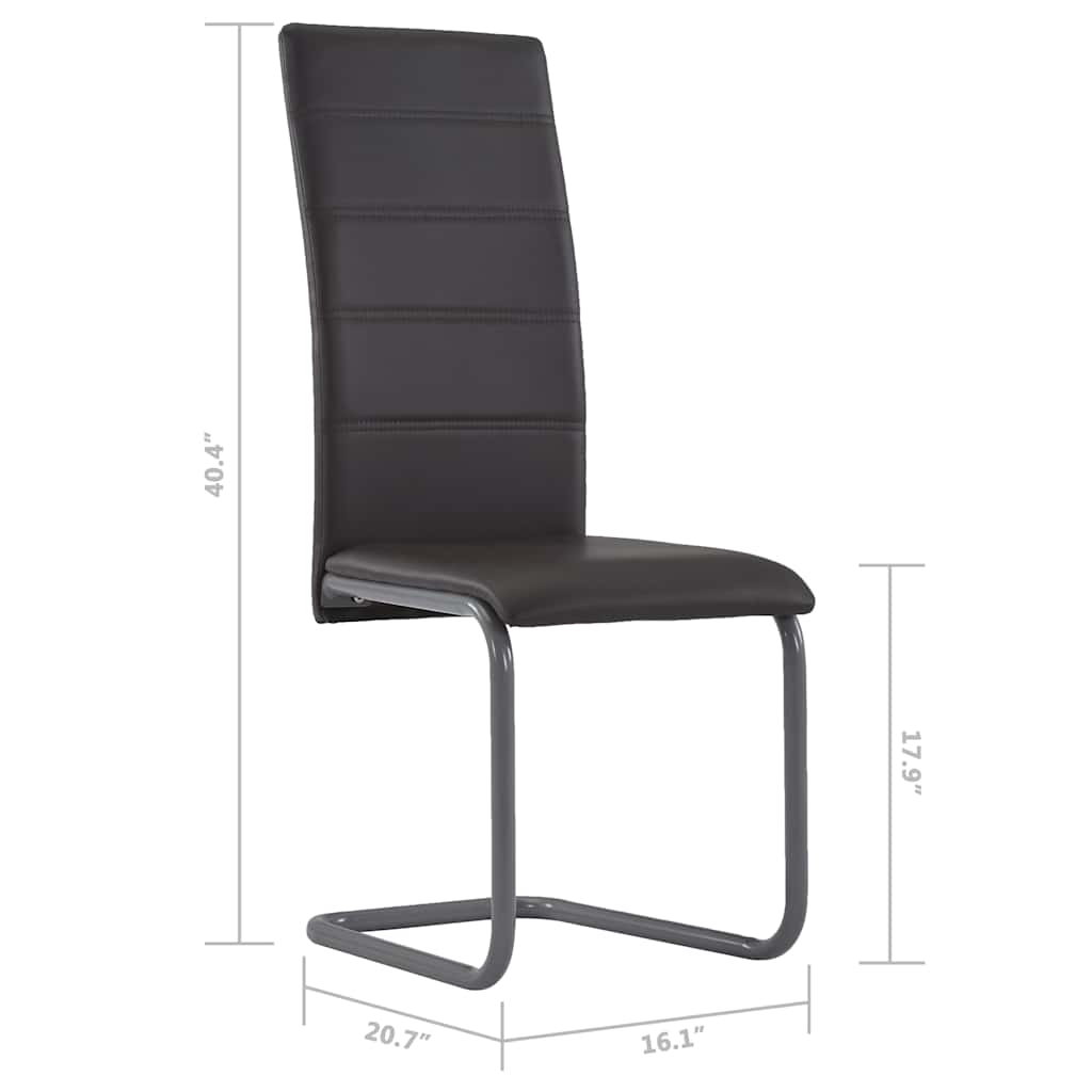 Cantilever Dining Chairs 2 pcs Brown Faux Leather