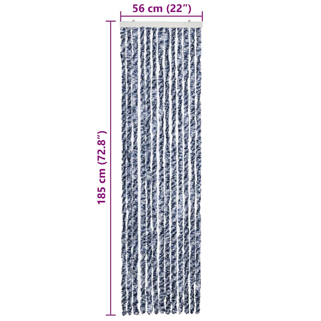 Insect Curtain Blue, White and Silver 56x185 cm Chenille