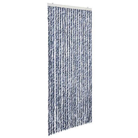 Insect Curtain Blue, White and Silver 90x220 cm Chenille