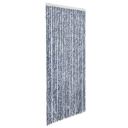 Insect Curtain Blue, White and Silver 100x220 cm Chenille