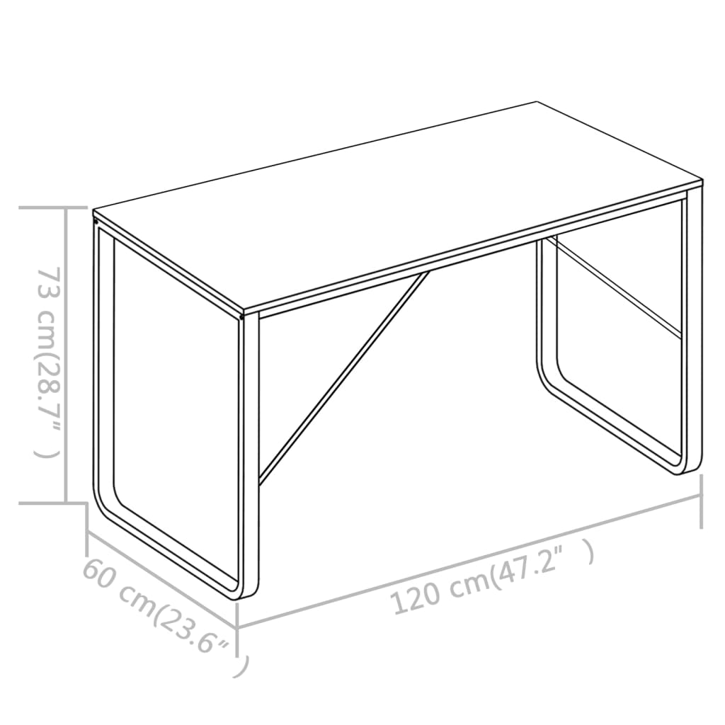 Computer Desk Black and Oak 47.2"x23.6"x28.7