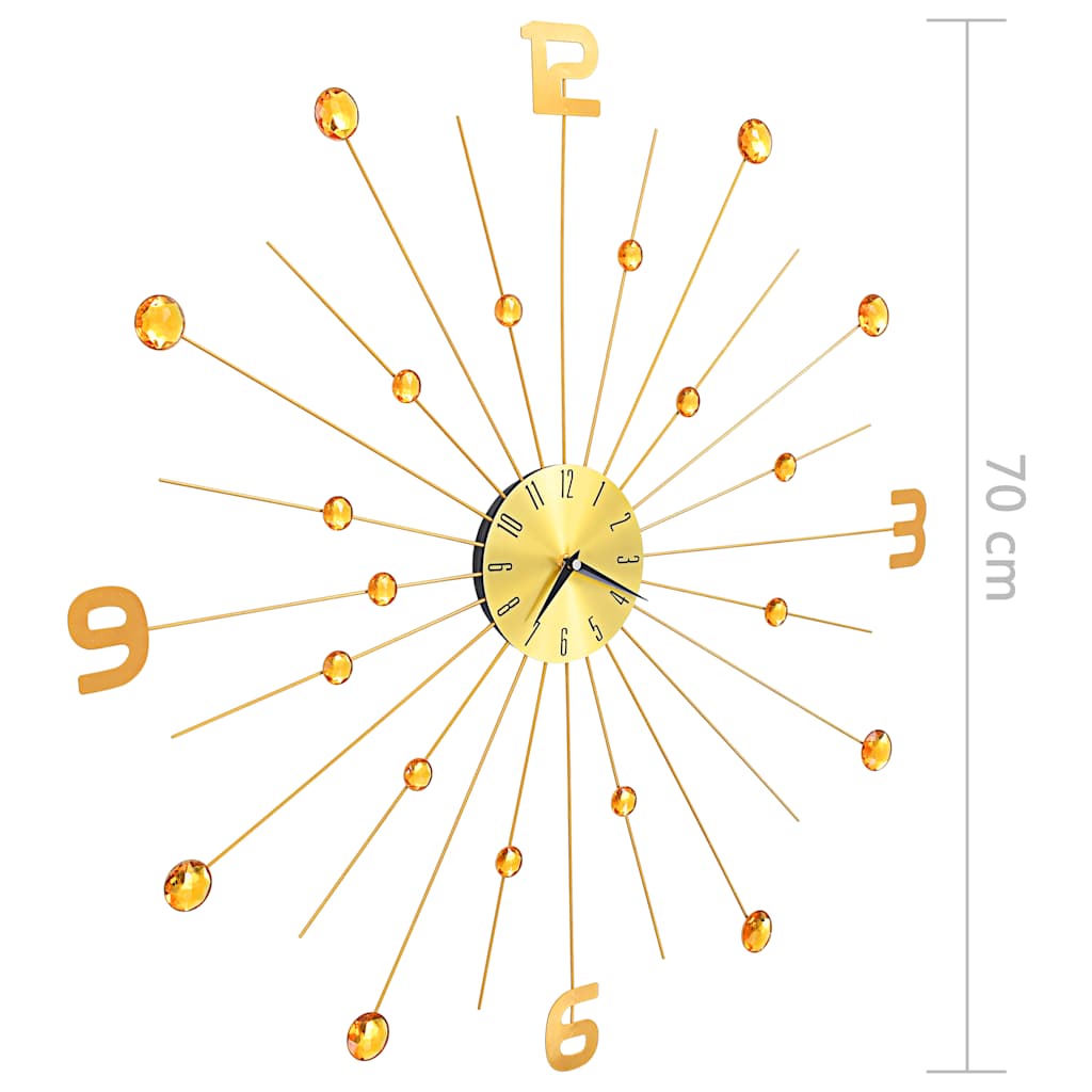 Wall Clock | Gold | Metal | 70 cm diameter | Decorative Inlays