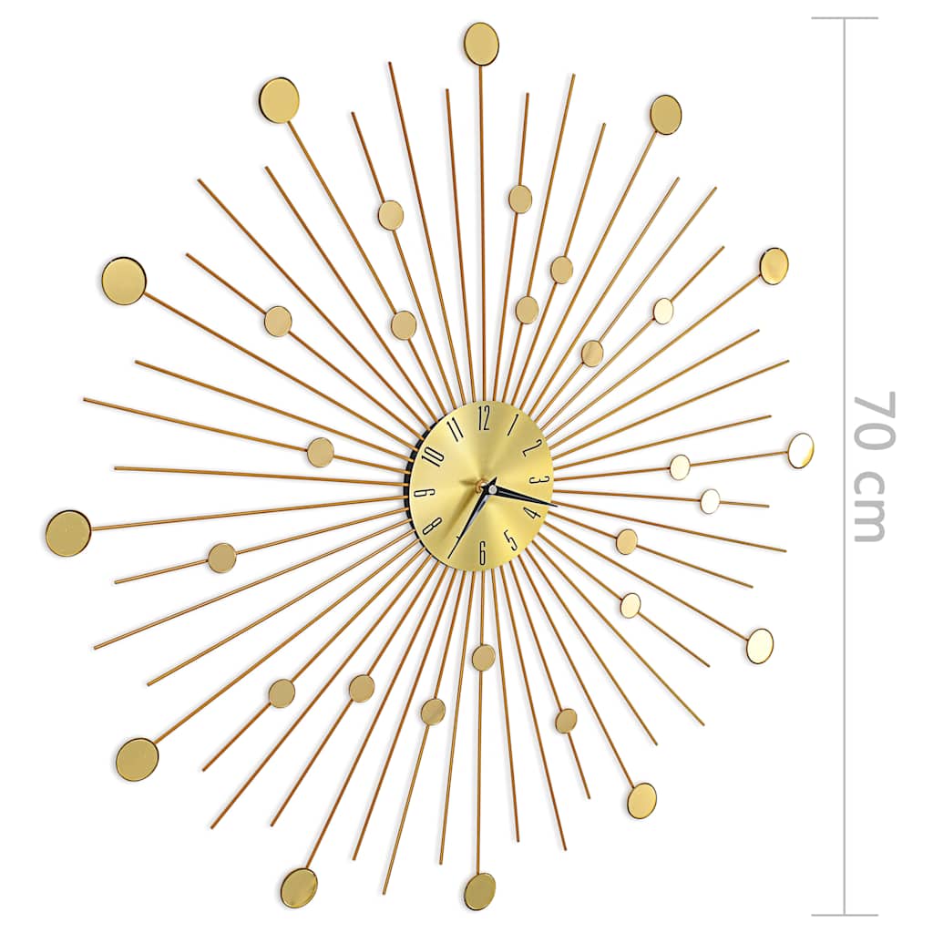 Wall Clock | Gold | Metal | 70 cm | Decorative Inlays | Clock | Round