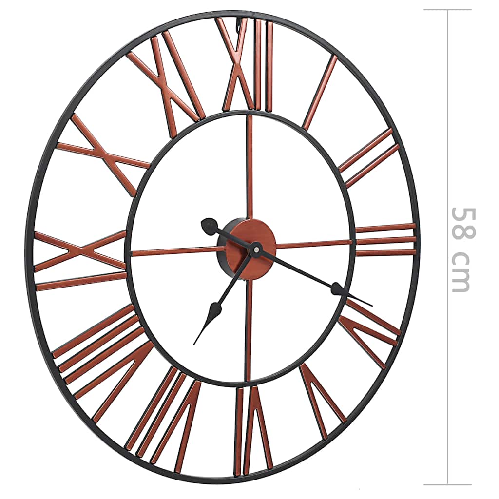 Wall Clock | Red and black | Metal | 58 cm diameter | Decorative Inlays