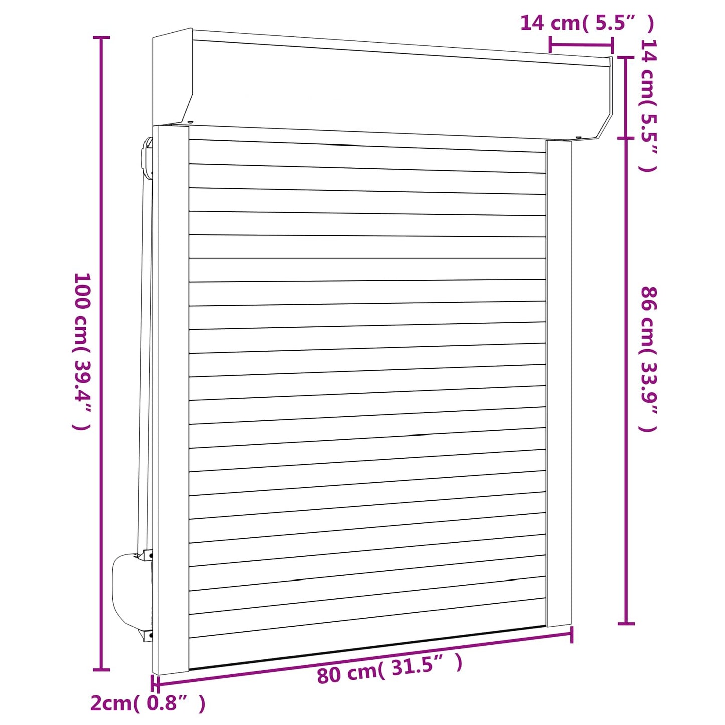 Roller Shutter White 80 x 100 cm Aluminium and Polyurethane