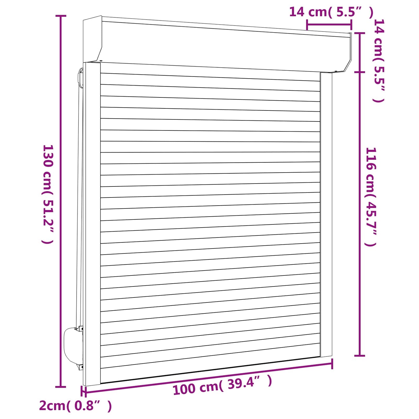 Roller Shutter White 100 x 130 cm Aluminium and Polyurethane
