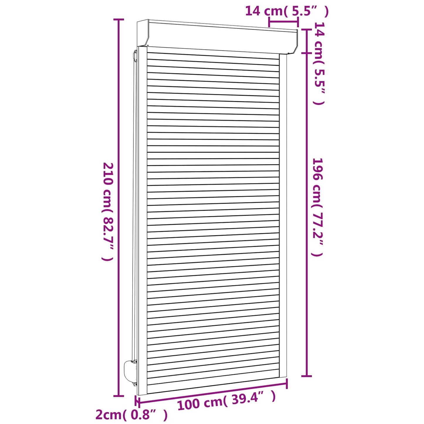 Roller Shutter White 100 x 210 cm Aluminium and Polyurethane