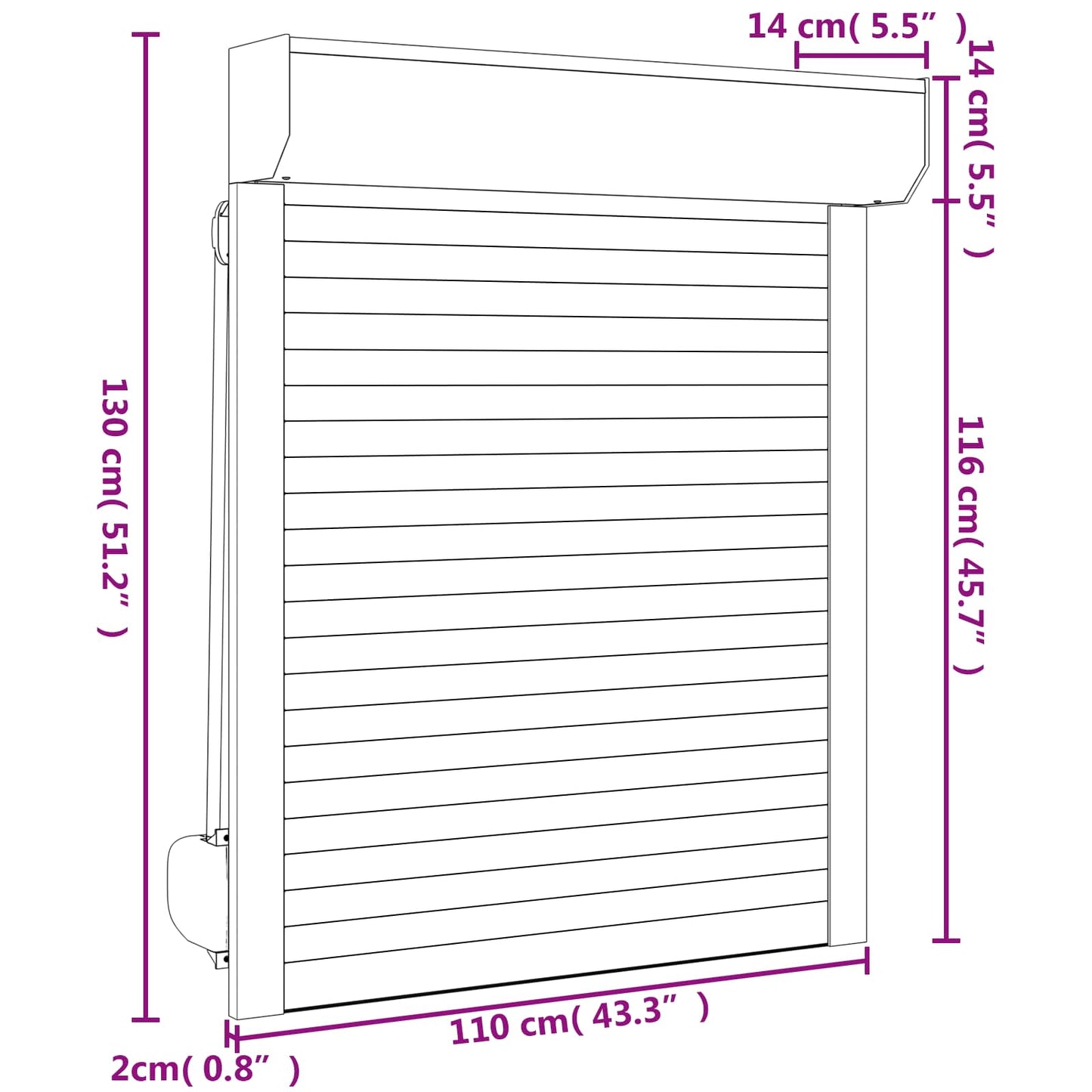 Roller Shutter White 110 x 130 cm Aluminium and Polyurethane