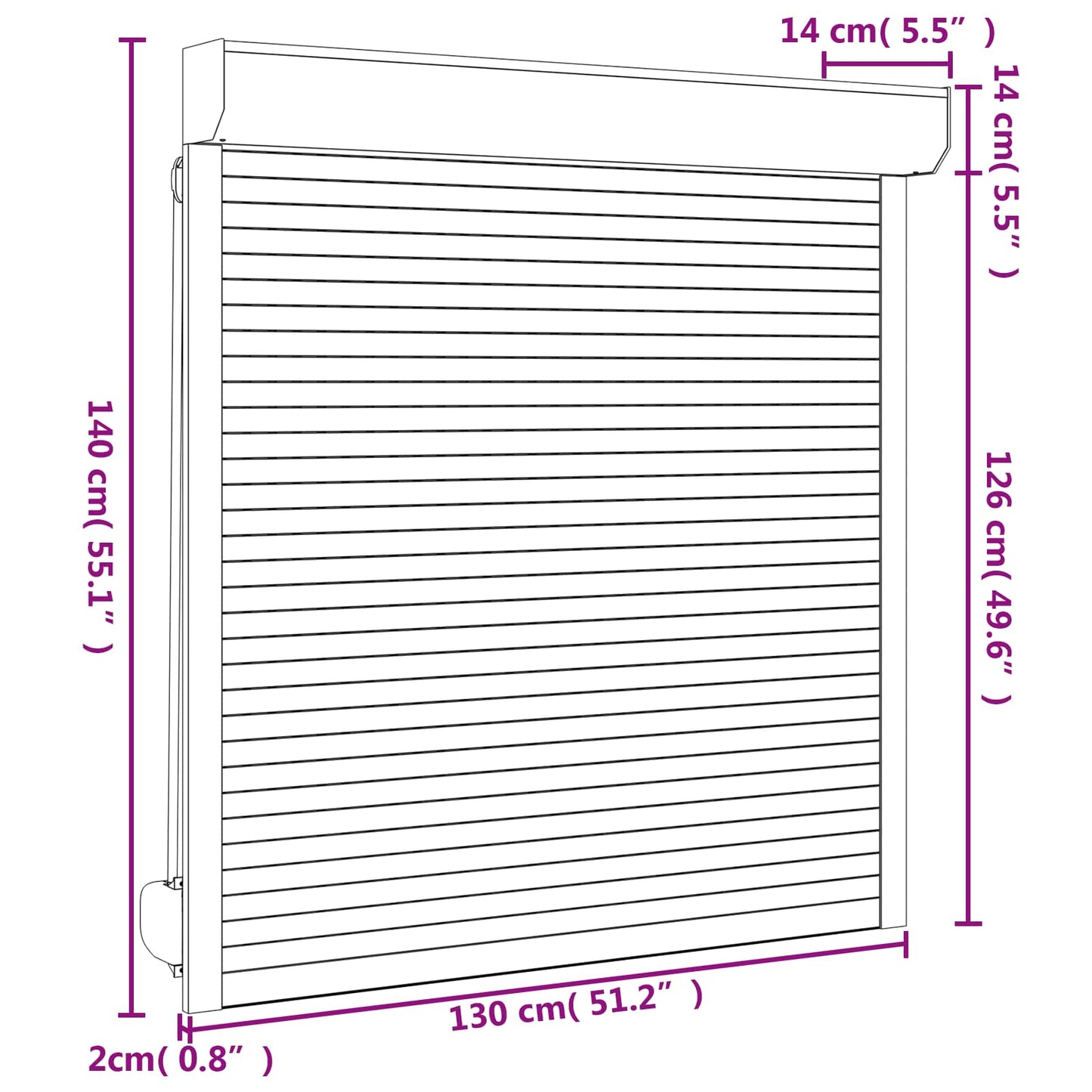 Roller Shutter White 130 x 140 cm Aluminium and Polyurethane