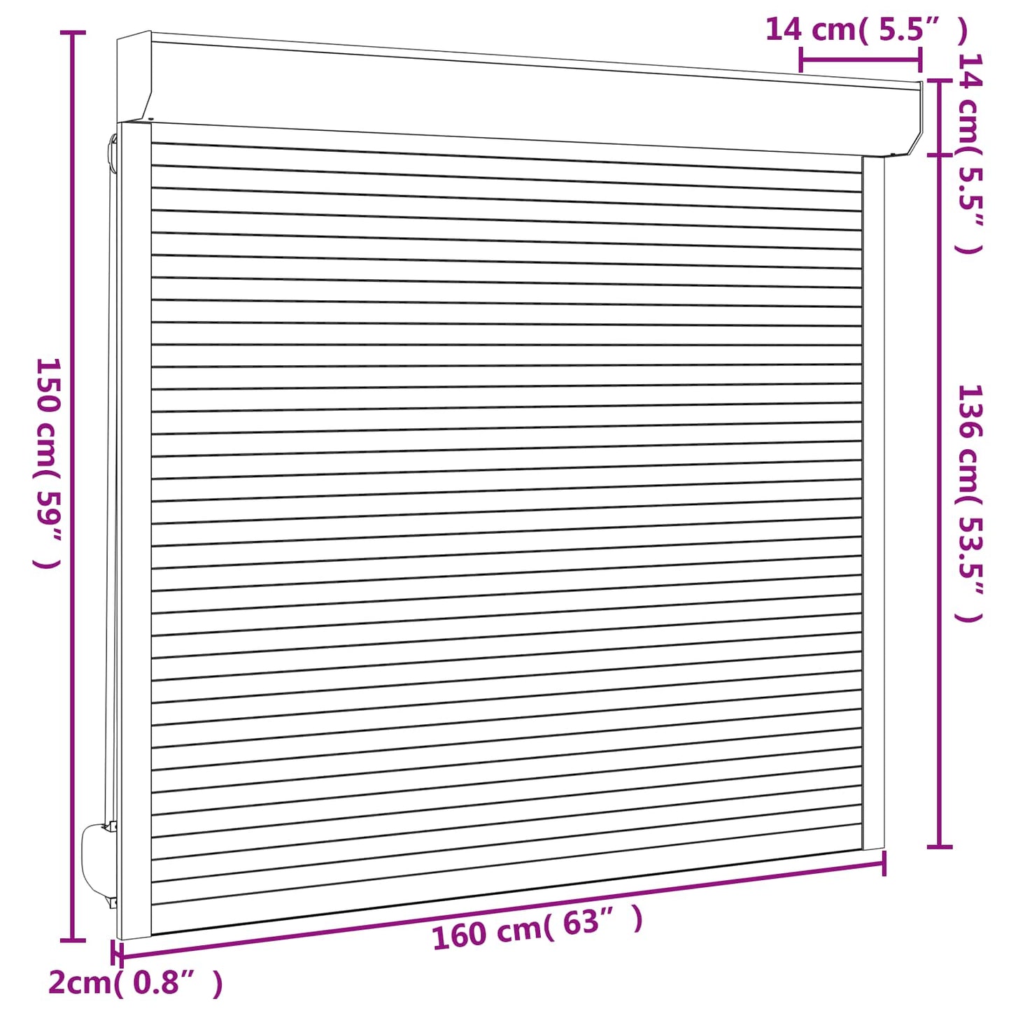 Roller Shutter White 160 x 150 cm Aluminium and Polyurethane