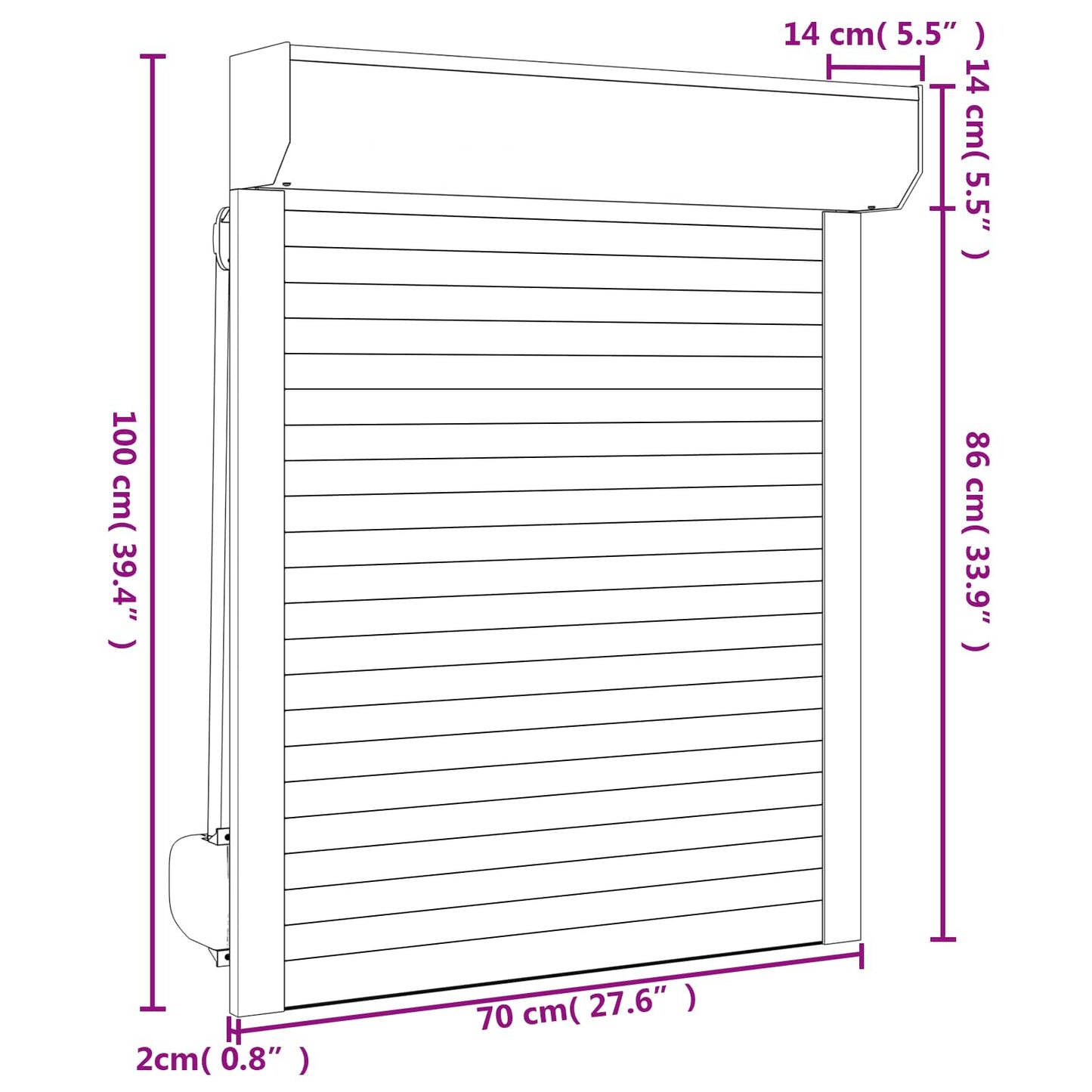 Roller Shutter Manual Anthracite 70 x 100 cm