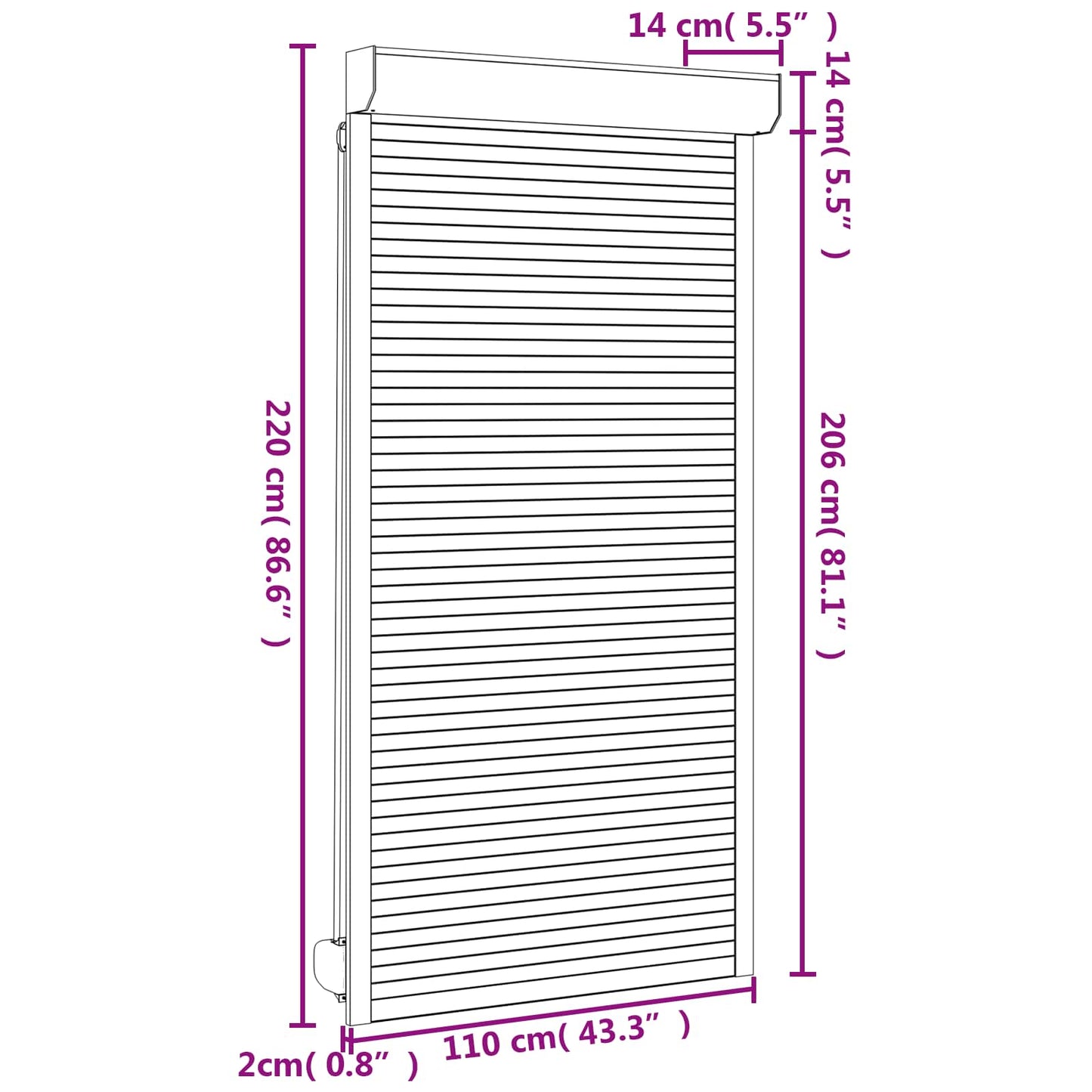 Roller Shutter Manual Anthracite 110 x 220 cm