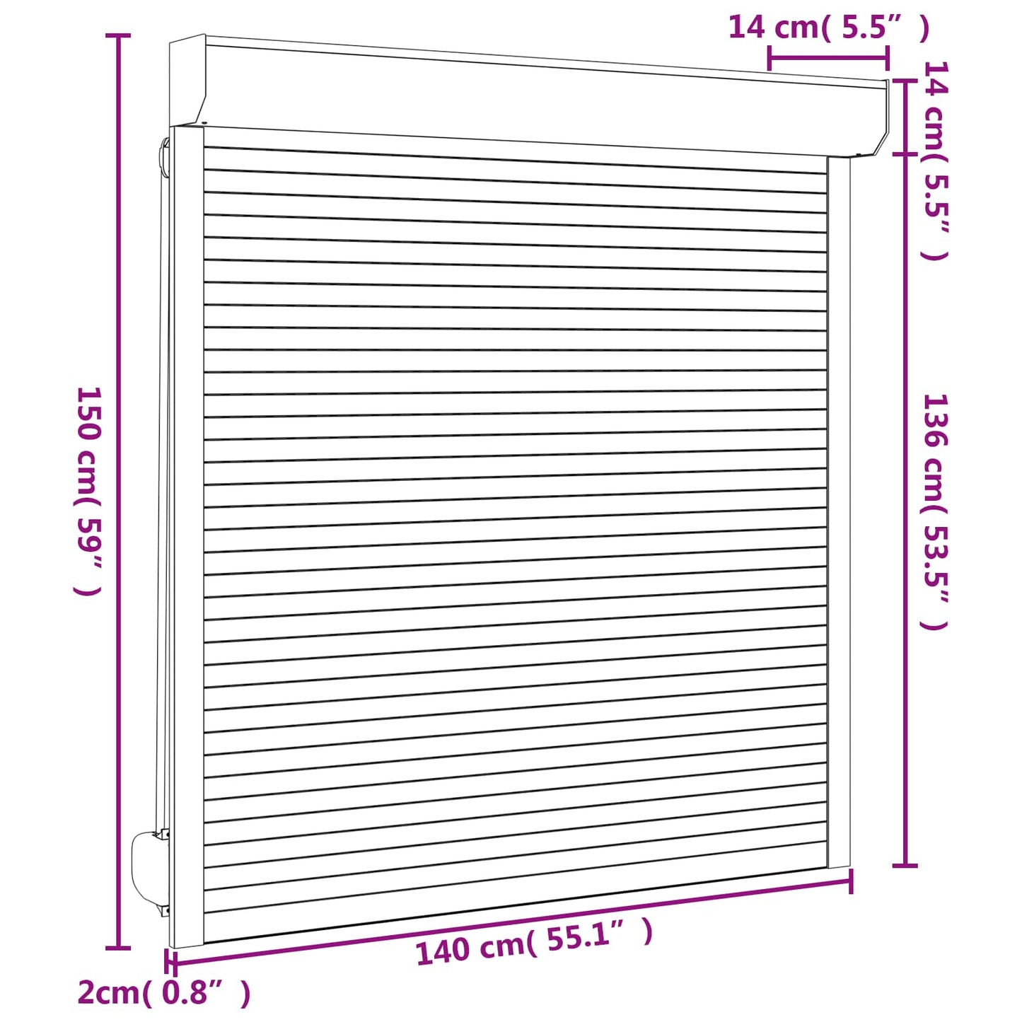 Roller Shutter Manual Anthracite 140 x 150 cm
