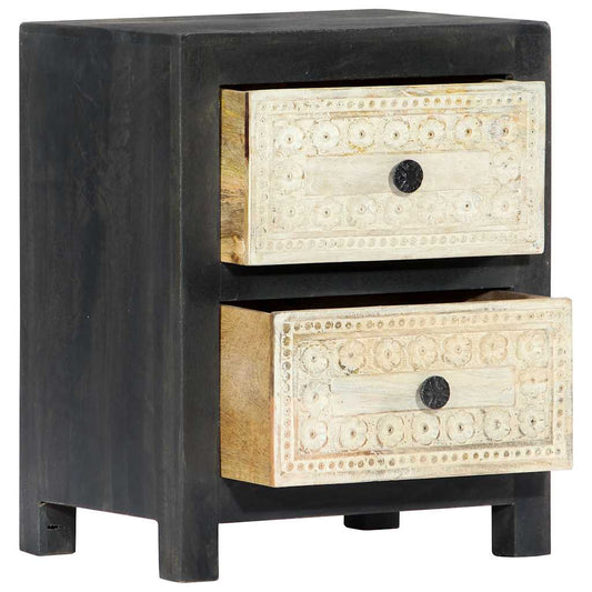 Bedside Cabinet | Grey and natural | Solid mango wood, MDF | 40x30x50 cm