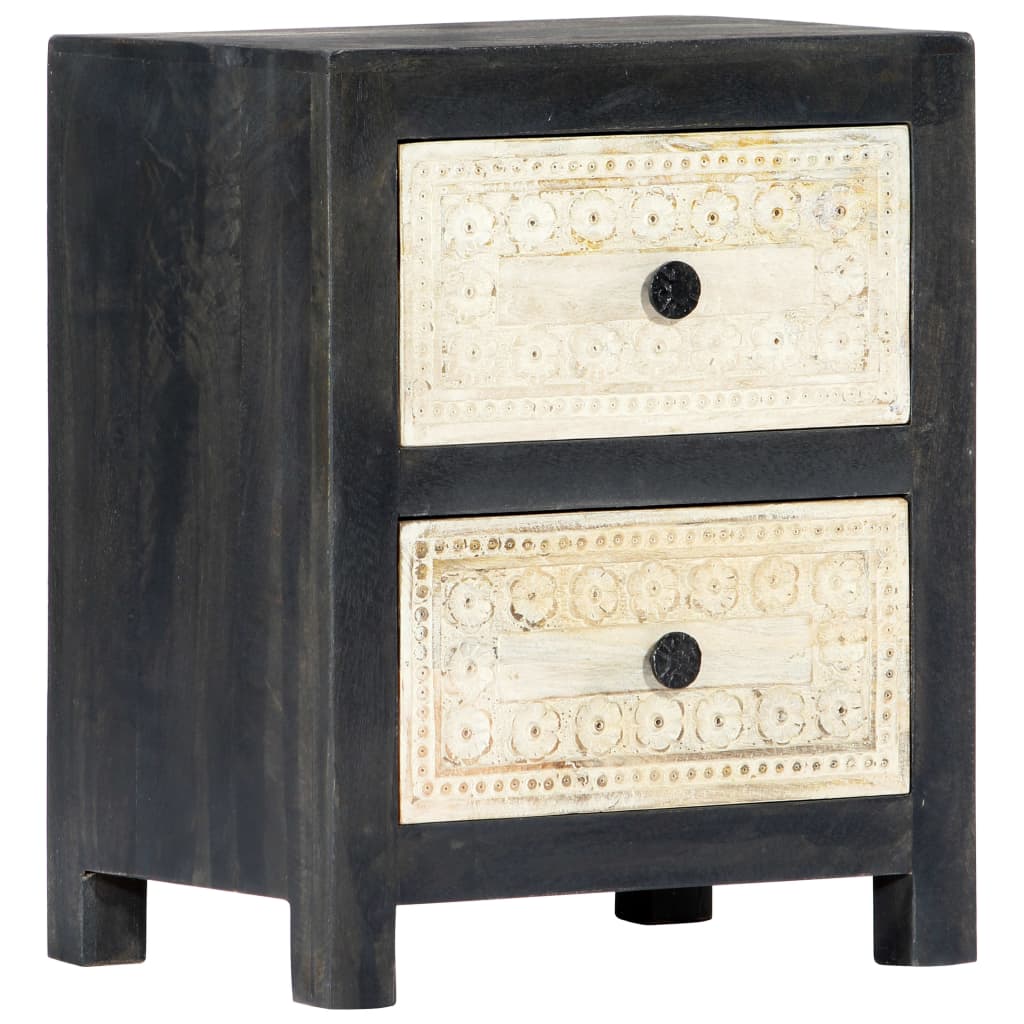 Bedside Cabinet | Grey and natural | Solid mango wood, MDF | 40x30x50 cm
