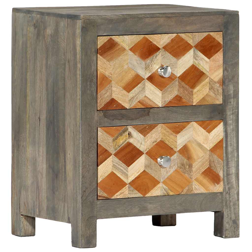 Bedside Cabinet | Grey and brown | Solid mango wood, MDF | 40x30x50cm