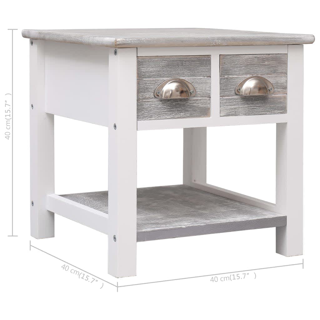 Side Table | Grey and white | Paulownia wood | Small | Side Table