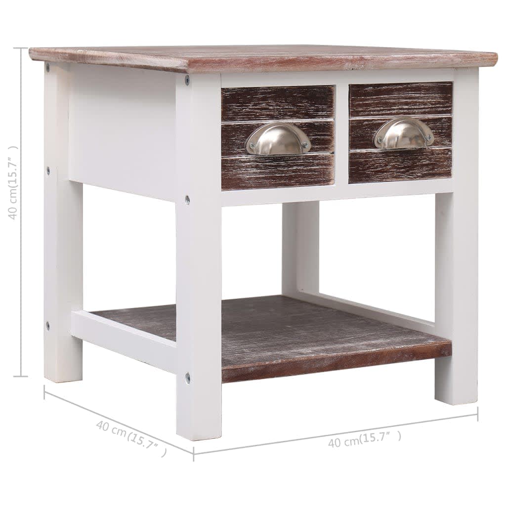 Side Table | Brown and white | Paulownia wood | Small | Side Table
