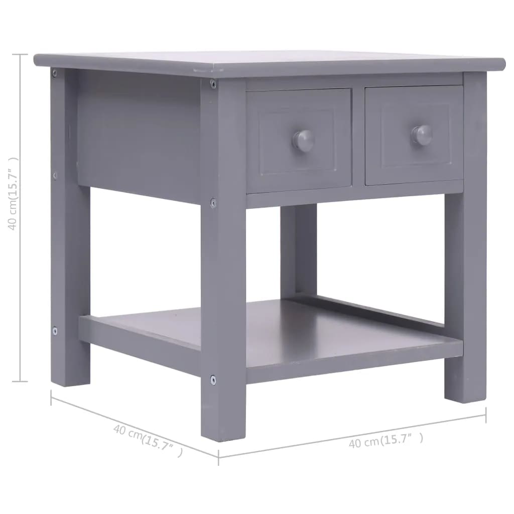 Side Table | Grey | Paulownia wood, MDF | Small | Side Table | Square