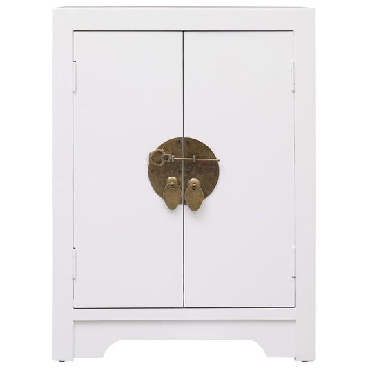 Bedside Cabinet | White | Paulownia Wood, MDF | 38x28x52 cm