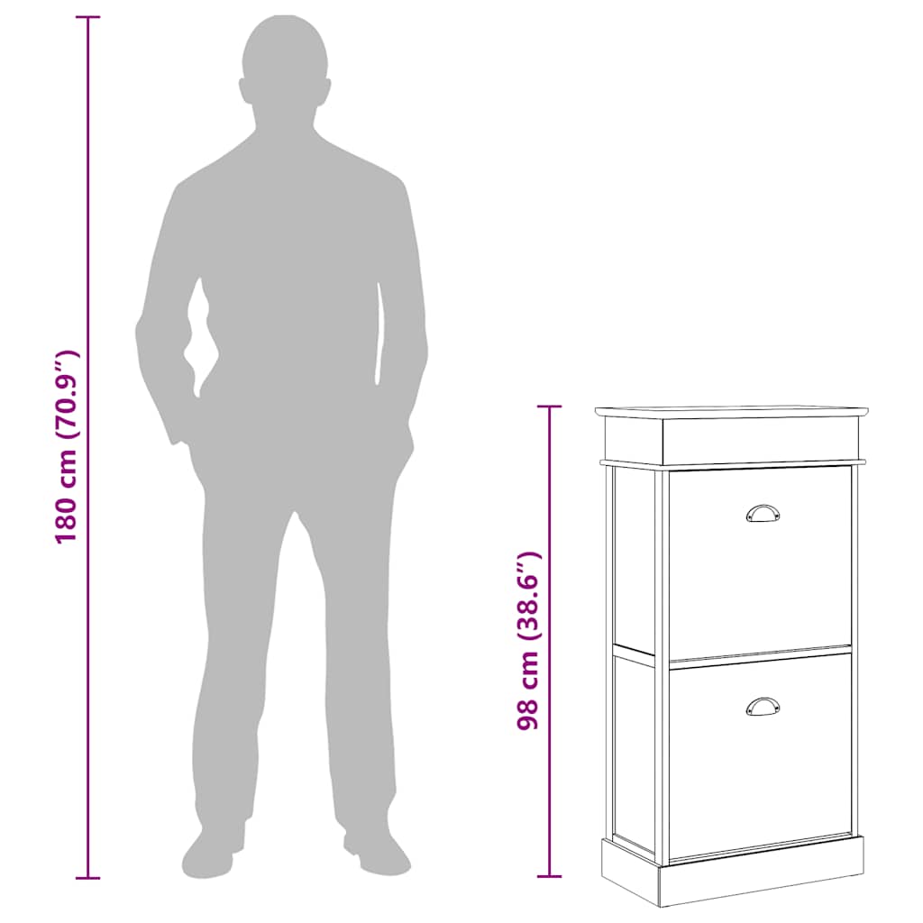 Shoe Cabinet White 50x28x98 cm Paulownia Wood