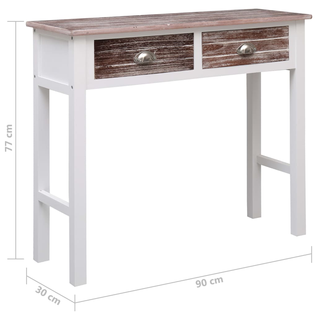 Console Table | Brown and White | Paulownia wood and Poplar wood