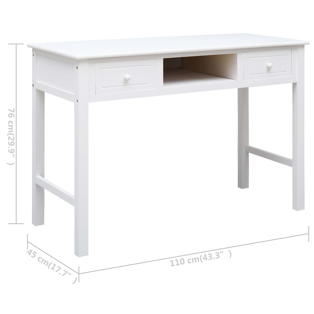 Desk | White | Paulownia wood and Poplar wood | Medium | Desk