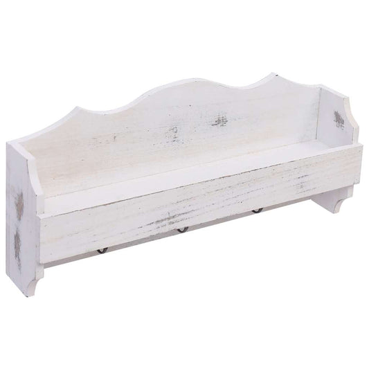 Coat Rack | White | Paulownia Wood | Compact | Wall Mounting | Coat Rack